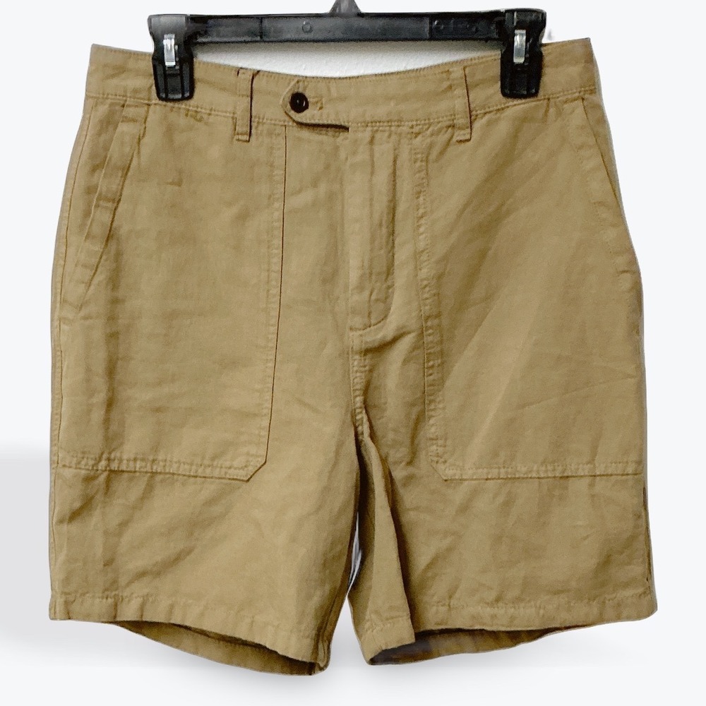 Zara Mens Tan‎ Linen Blend Utility Shorts Khaki Size 30 6861/162/183/38